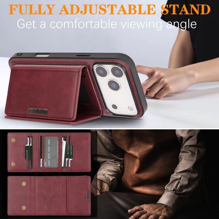 For iPhone 17 Pro Max Kalebol Strong Magnetic MagSafe Tri-Fold Wallet Leather Phone Case(Red) - iPhone 17 Pro Max Cases by Kalebol | Online Shopping UK | buy2fix