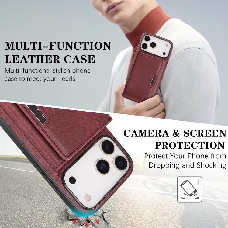 For iPhone 17 Pro Max Kalebol Strong Magnetic MagSafe Tri-Fold Wallet Leather Phone Case(Red) - iPhone 17 Pro Max Cases by Kalebol | Online Shopping UK | buy2fix