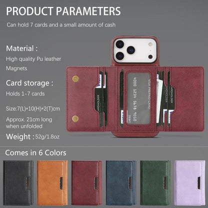 For iPhone 17 Pro Max Kalebol Strong Magnetic MagSafe Tri-Fold Wallet Leather Phone Case(Red) - iPhone 17 Pro Max Cases by Kalebol | Online Shopping UK | buy2fix