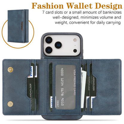 For iPhone 17 Pro Max Kalebol Strong Magnetic MagSafe Tri-Fold Wallet Leather Phone Case(Blue) - iPhone 17 Pro Max Cases by Kalebol | Online Shopping UK | buy2fix