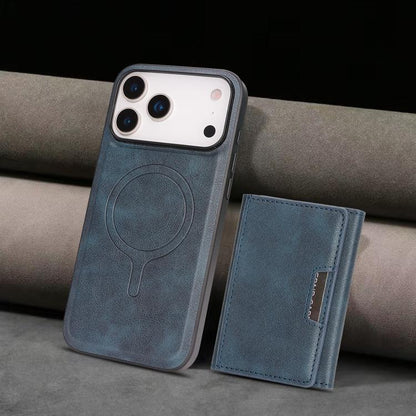 For iPhone 17 Pro Max Kalebol Strong Magnetic MagSafe Tri-Fold Wallet Leather Phone Case(Blue) - iPhone 17 Pro Max Cases by Kalebol | Online Shopping UK | buy2fix