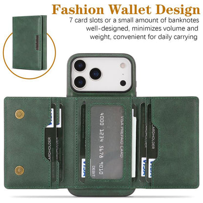 For iPhone 17 Pro Max Kalebol Strong Magnetic MagSafe Tri-Fold Wallet Leather Phone Case(Green) - iPhone 17 Pro Max Cases by Kalebol | Online Shopping UK | buy2fix