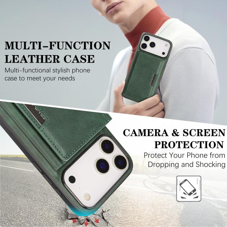 For iPhone 17 Pro Max Kalebol Strong Magnetic MagSafe Tri-Fold Wallet Leather Phone Case(Green) - iPhone 17 Pro Max Cases by Kalebol | Online Shopping UK | buy2fix