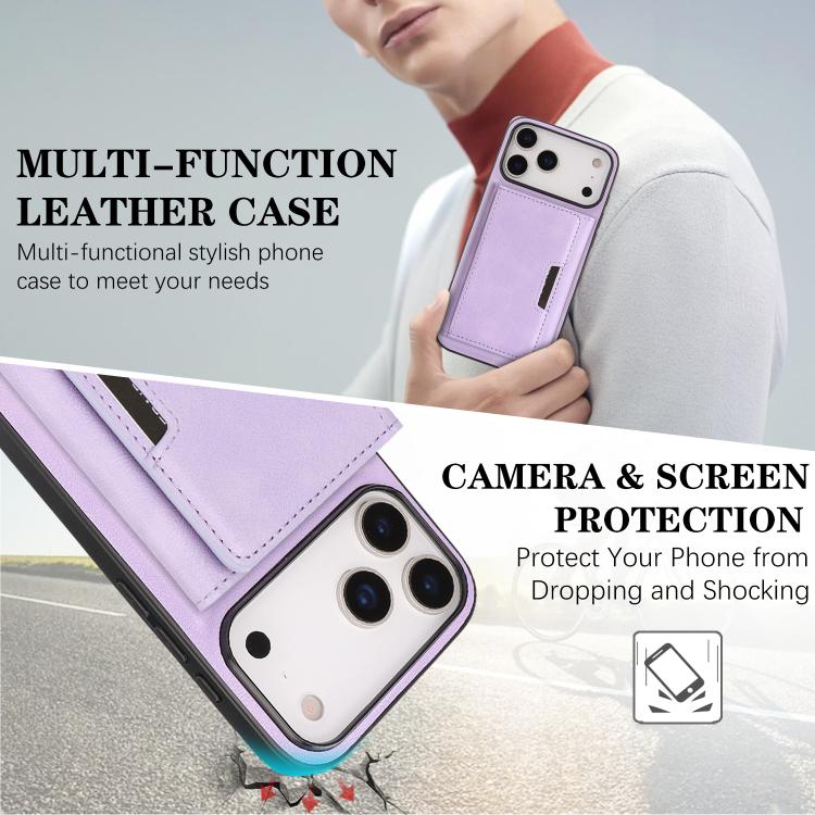 For iPhone 17 Pro Max Kalebol Strong Magnetic MagSafe Tri-Fold Wallet Leather Phone Case(Purple) - iPhone 17 Pro Max Cases by Kalebol | Online Shopping UK | buy2fix