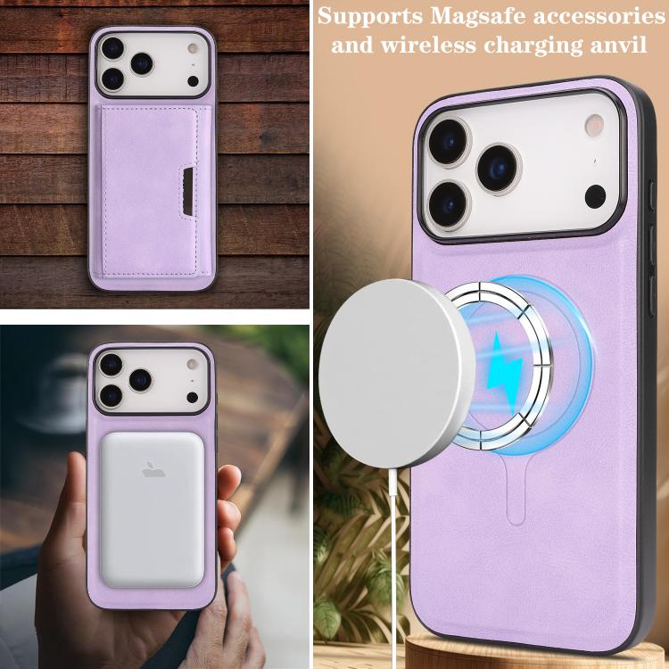 For iPhone 17 Pro Max Kalebol Strong Magnetic MagSafe Tri-Fold Wallet Leather Phone Case(Purple) - iPhone 17 Pro Max Cases by Kalebol | Online Shopping UK | buy2fix