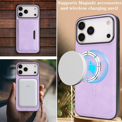 For iPhone 17 Pro Max Kalebol Strong Magnetic MagSafe Tri-Fold Wallet Leather Phone Case(Purple) - iPhone 17 Pro Max Cases by Kalebol | Online Shopping UK | buy2fix