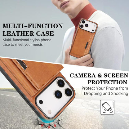 For iPhone 17 Pro Kalebol Strong Magnetic MagSafe Tri-Fold Wallet Leather Phone Case(Brown) - iPhone 17 Pro Cases by Kalebol | Online Shopping UK | buy2fix