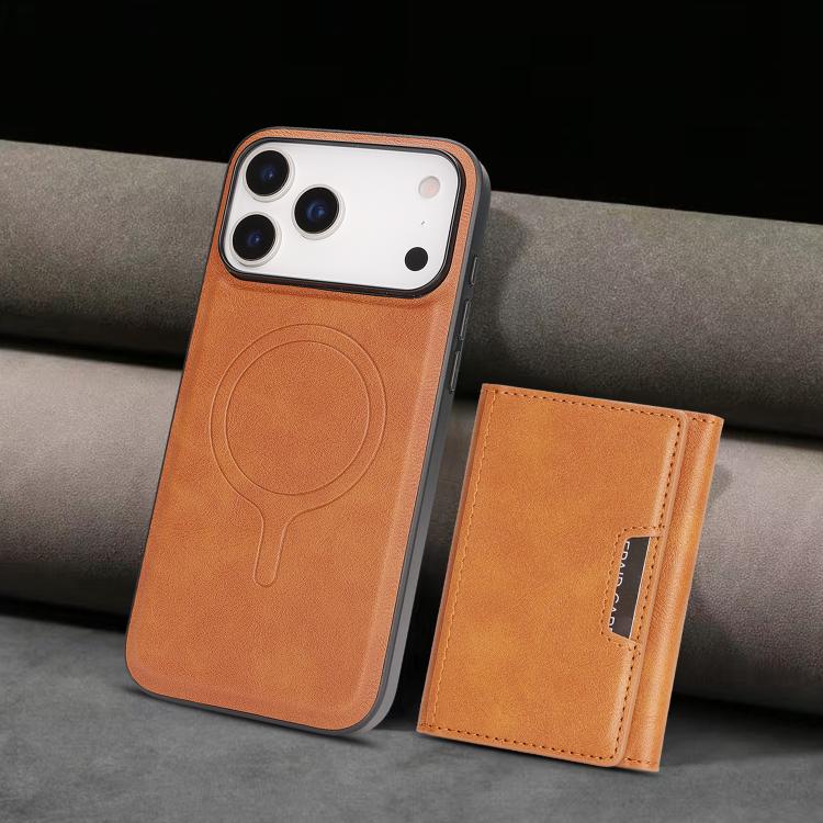 For iPhone 17 Pro Kalebol Strong Magnetic MagSafe Tri-Fold Wallet Leather Phone Case(Brown) - iPhone 17 Pro Cases by Kalebol | Online Shopping UK | buy2fix