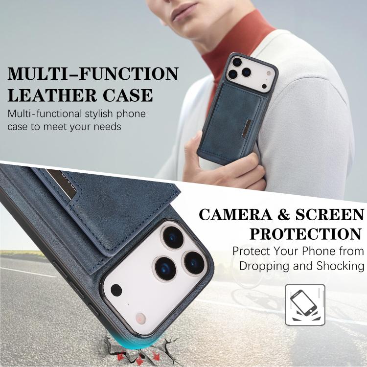 For iPhone 17 Pro Kalebol Strong Magnetic MagSafe Tri-Fold Wallet Leather Phone Case(Blue) - iPhone 17 Pro Cases by Kalebol | Online Shopping UK | buy2fix