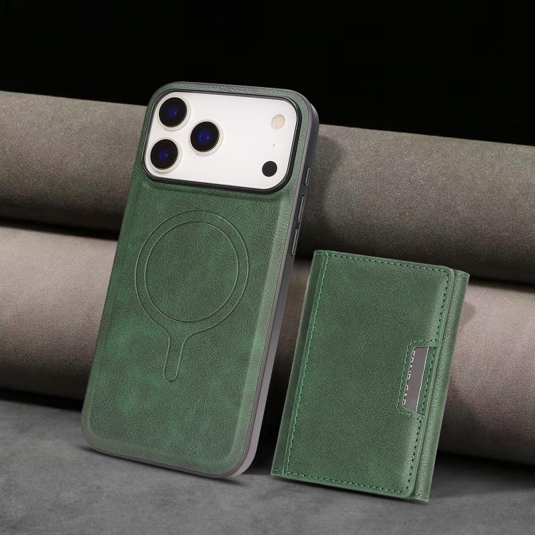 For iPhone 17 Pro Kalebol Strong Magnetic MagSafe Tri-Fold Wallet Leather Phone Case(Green) - iPhone 17 Pro Cases by Kalebol | Online Shopping UK | buy2fix