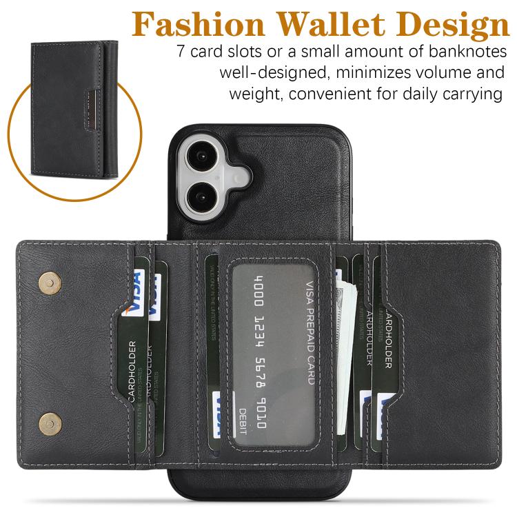 For iPhone 17 Kalebol Strong Magnetic MagSafe Tri-Fold Wallet Leather Phone Case(Black) - iPhone 17 Cases by Kalebol | Online Shopping UK | buy2fix