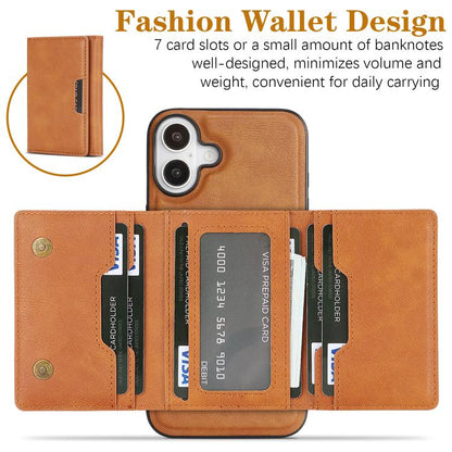 For iPhone 17 Kalebol Strong Magnetic MagSafe Tri-Fold Wallet Leather Phone Case(Brown) - iPhone 17 Cases by Kalebol | Online Shopping UK | buy2fix