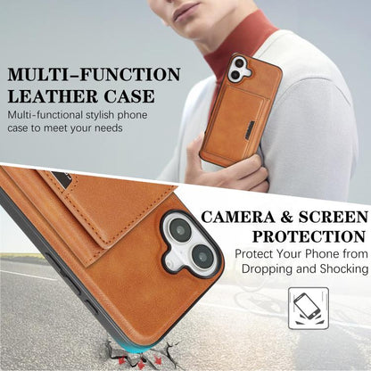 For iPhone 17 Kalebol Strong Magnetic MagSafe Tri-Fold Wallet Leather Phone Case(Brown) - iPhone 17 Cases by Kalebol | Online Shopping UK | buy2fix