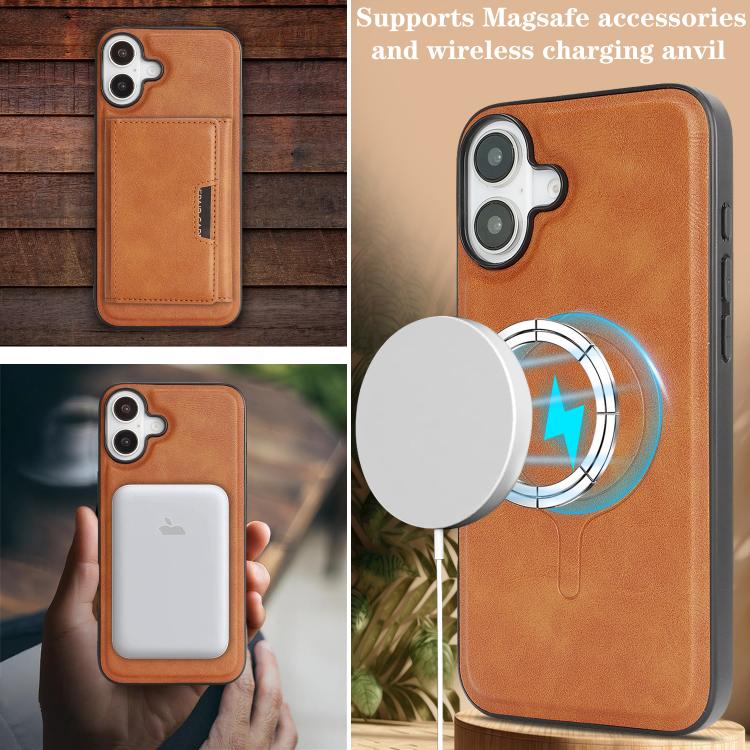 For iPhone 17 Kalebol Strong Magnetic MagSafe Tri-Fold Wallet Leather Phone Case(Brown) - iPhone 17 Cases by Kalebol | Online Shopping UK | buy2fix