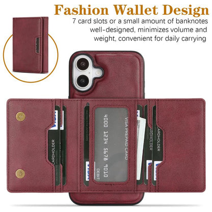 For iPhone 17 Kalebol Strong Magnetic MagSafe Tri-Fold Wallet Leather Phone Case(Red) - iPhone 17 Cases by Kalebol | Online Shopping UK | buy2fix