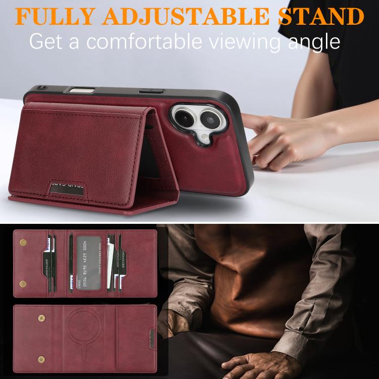 For iPhone 17 Kalebol Strong Magnetic MagSafe Tri-Fold Wallet Leather Phone Case(Red) - iPhone 17 Cases by Kalebol | Online Shopping UK | buy2fix