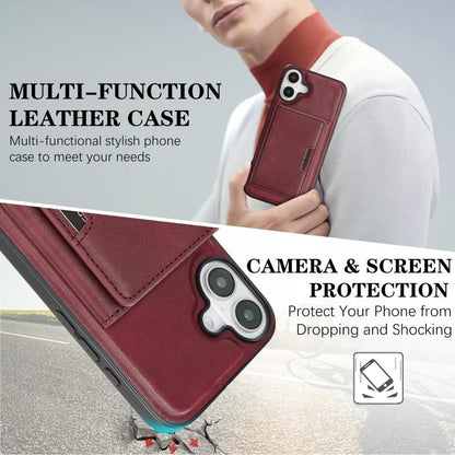 For iPhone 17 Kalebol Strong Magnetic MagSafe Tri-Fold Wallet Leather Phone Case(Red) - iPhone 17 Cases by Kalebol | Online Shopping UK | buy2fix