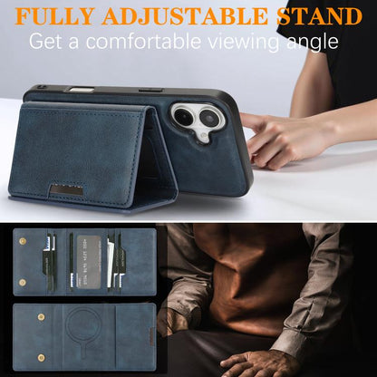 For iPhone 17 Kalebol Strong Magnetic MagSafe Tri-Fold Wallet Leather Phone Case(Blue) - iPhone 17 Cases by Kalebol | Online Shopping UK | buy2fix