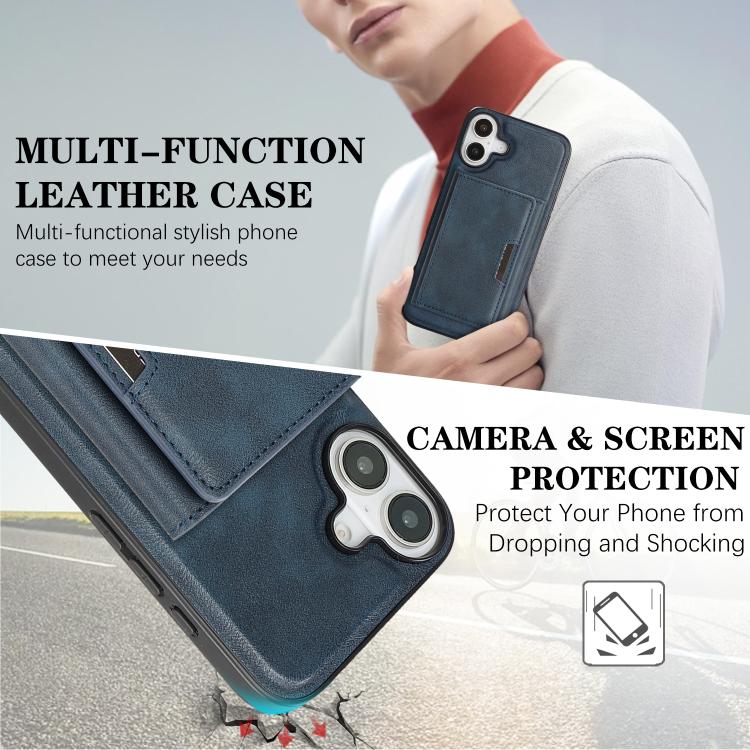 For iPhone 17 Kalebol Strong Magnetic MagSafe Tri-Fold Wallet Leather Phone Case(Blue) - iPhone 17 Cases by Kalebol | Online Shopping UK | buy2fix