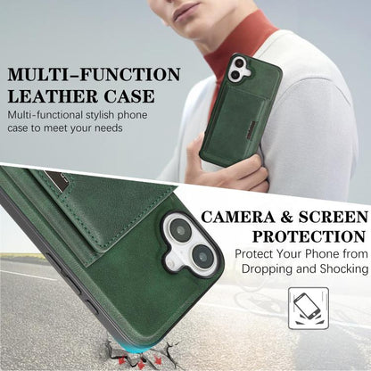 For iPhone 17 Kalebol Strong Magnetic MagSafe Tri-Fold Wallet Leather Phone Case(Green) - iPhone 17 Cases by Kalebol | Online Shopping UK | buy2fix