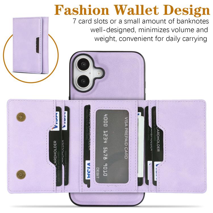 For iPhone 17 Kalebol Strong Magnetic MagSafe Tri-Fold Wallet Leather Phone Case(Purple) - iPhone 17 Cases by Kalebol | Online Shopping UK | buy2fix