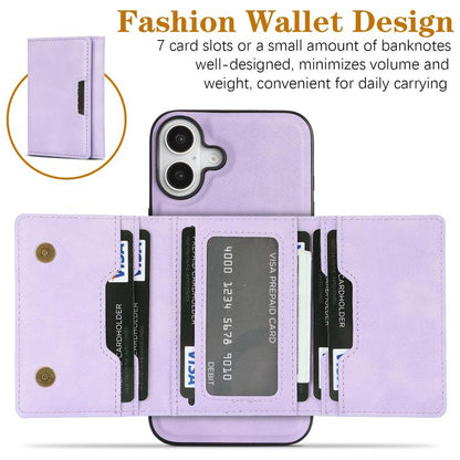 For iPhone 17 Kalebol Strong Magnetic MagSafe Tri-Fold Wallet Leather Phone Case(Purple) - iPhone 17 Cases by Kalebol | Online Shopping UK | buy2fix