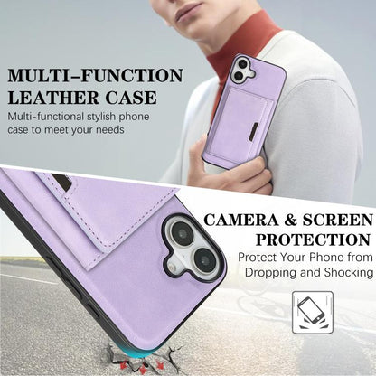 For iPhone 17 Kalebol Strong Magnetic MagSafe Tri-Fold Wallet Leather Phone Case(Purple) - iPhone 17 Cases by Kalebol | Online Shopping UK | buy2fix