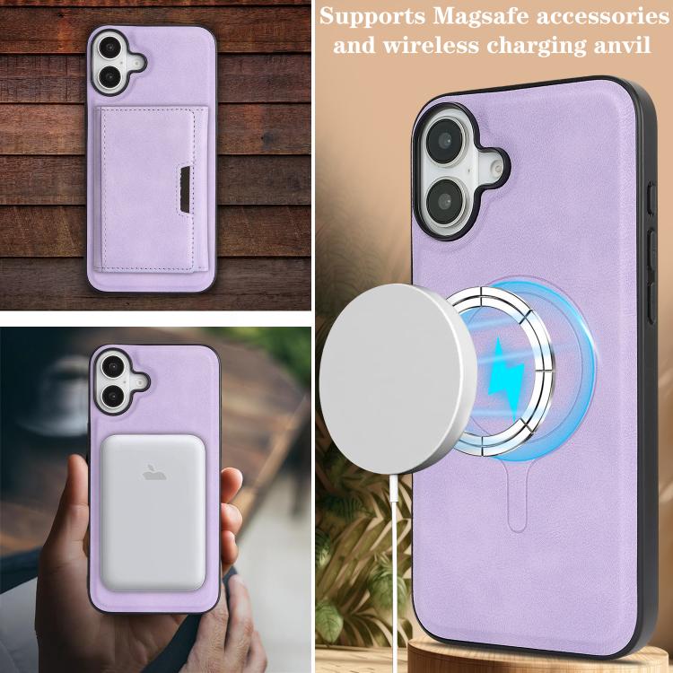 For iPhone 17 Kalebol Strong Magnetic MagSafe Tri-Fold Wallet Leather Phone Case(Purple) - iPhone 17 Cases by Kalebol | Online Shopping UK | buy2fix