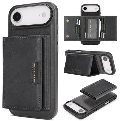 For iPhone 17 Air Kalebol Strong Magnetic MagSafe Tri-Fold Wallet Leather Phone Case(Black) - iPhone 17 Air Cases by Kalebol | Online Shopping UK | buy2fix