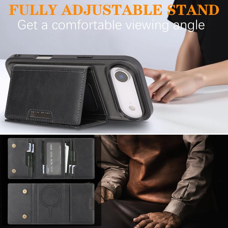 For iPhone 17 Air Kalebol Strong Magnetic MagSafe Tri-Fold Wallet Leather Phone Case(Black) - iPhone 17 Air Cases by Kalebol | Online Shopping UK | buy2fix