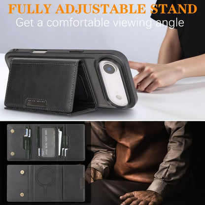 For iPhone 17 Air Kalebol Strong Magnetic MagSafe Tri-Fold Wallet Leather Phone Case(Black) - iPhone 17 Air Cases by Kalebol | Online Shopping UK | buy2fix