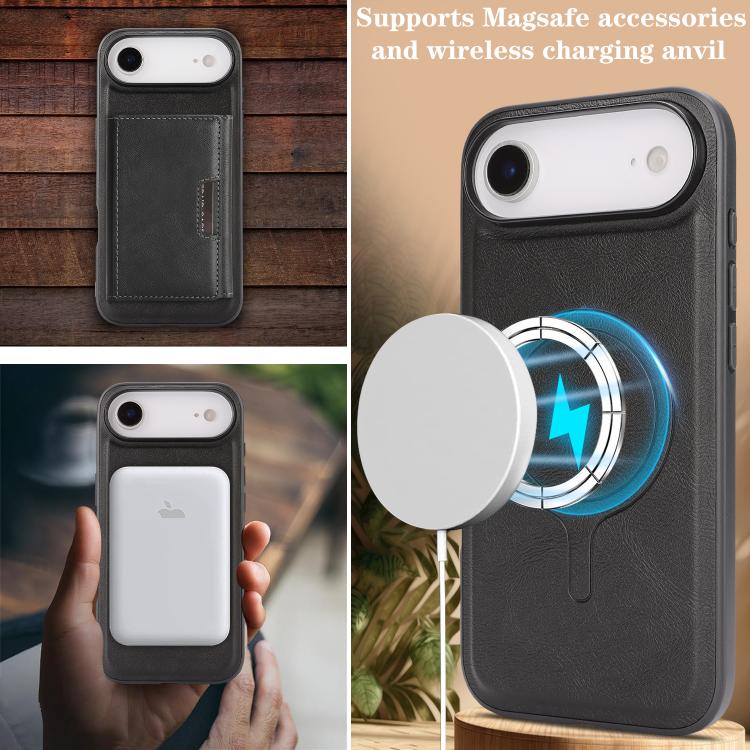 For iPhone 17 Air Kalebol Strong Magnetic MagSafe Tri-Fold Wallet Leather Phone Case(Black) - iPhone 17 Air Cases by Kalebol | Online Shopping UK | buy2fix