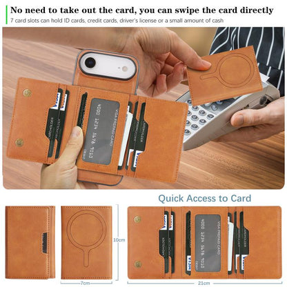 For iPhone 17 Air Kalebol Strong Magnetic MagSafe Tri-Fold Wallet Leather Phone Case(Brown) - iPhone 17 Air Cases by Kalebol | Online Shopping UK | buy2fix