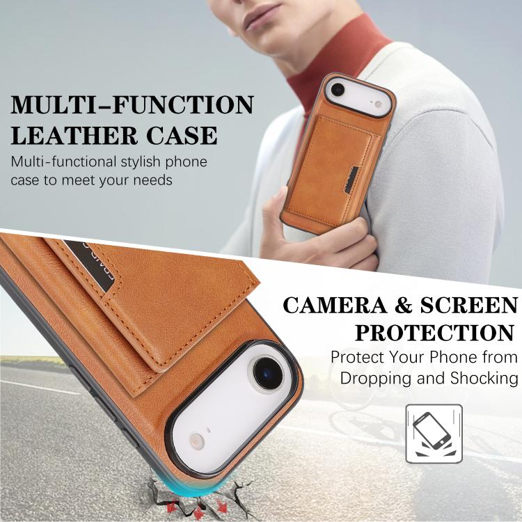 For iPhone 17 Air Kalebol Strong Magnetic MagSafe Tri-Fold Wallet Leather Phone Case(Brown) - iPhone 17 Air Cases by Kalebol | Online Shopping UK | buy2fix