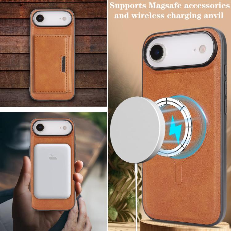 For iPhone 17 Air Kalebol Strong Magnetic MagSafe Tri-Fold Wallet Leather Phone Case(Brown) - iPhone 17 Air Cases by Kalebol | Online Shopping UK | buy2fix