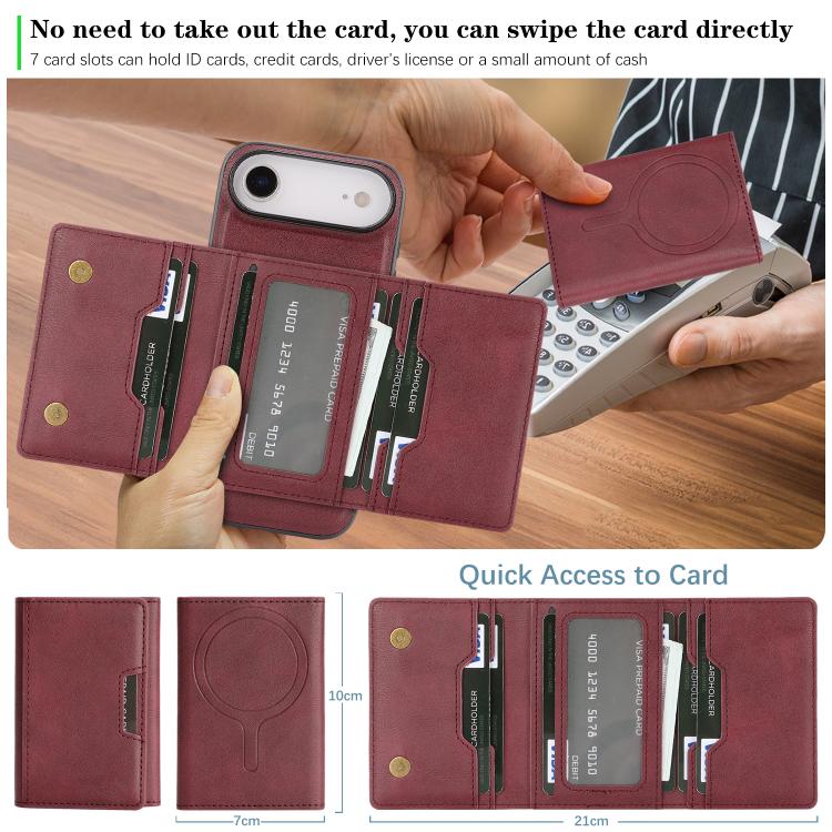 For iPhone Air Kalebol Strong Magnetic MagSafe Tri-Fold Wallet Leather Phone Case(Red) - iPhone Air Cases by Kalebol | Online Shopping UK | buy2fix
