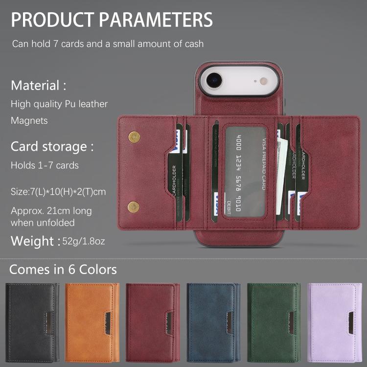 For iPhone Air Kalebol Strong Magnetic MagSafe Tri-Fold Wallet Leather Phone Case(Red) - iPhone Air Cases by Kalebol | Online Shopping UK | buy2fix