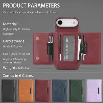 For iPhone Air Kalebol Strong Magnetic MagSafe Tri-Fold Wallet Leather Phone Case(Red) - iPhone Air Cases by Kalebol | Online Shopping UK | buy2fix