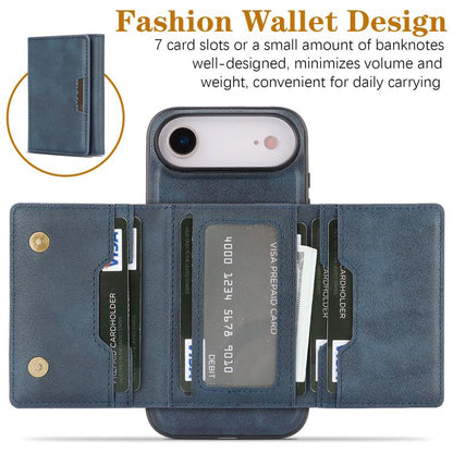 For iPhone Air Kalebol Strong Magnetic MagSafe Tri-Fold Wallet Leather Phone Case(Blue) - iPhone Air Cases by Kalebol | Online Shopping UK | buy2fix