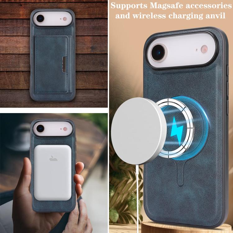 For iPhone Air Kalebol Strong Magnetic MagSafe Tri-Fold Wallet Leather Phone Case(Blue) - iPhone Air Cases by Kalebol | Online Shopping UK | buy2fix