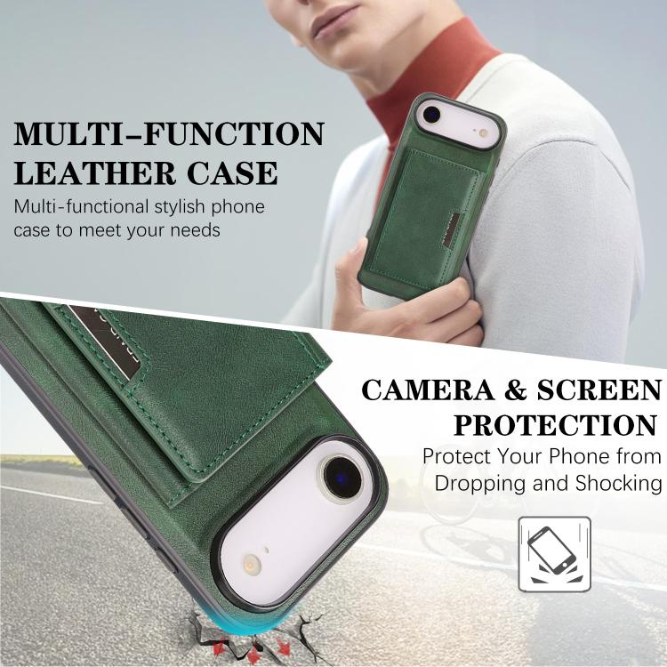 For iPhone 17 Air Kalebol Strong Magnetic MagSafe Tri-Fold Wallet Leather Phone Case(Green) - iPhone 17 Air Cases by Kalebol | Online Shopping UK | buy2fix