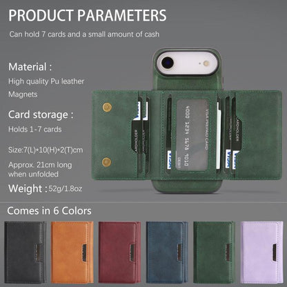 For iPhone 17 Air Kalebol Strong Magnetic MagSafe Tri-Fold Wallet Leather Phone Case(Green) - iPhone 17 Air Cases by Kalebol | Online Shopping UK | buy2fix