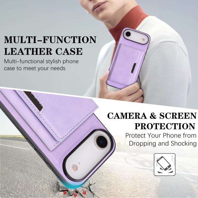 For iPhone 17 Air Kalebol Strong Magnetic MagSafe Tri-Fold Wallet Leather Phone Case(Purple) - iPhone 17 Air Cases by Kalebol | Online Shopping UK | buy2fix