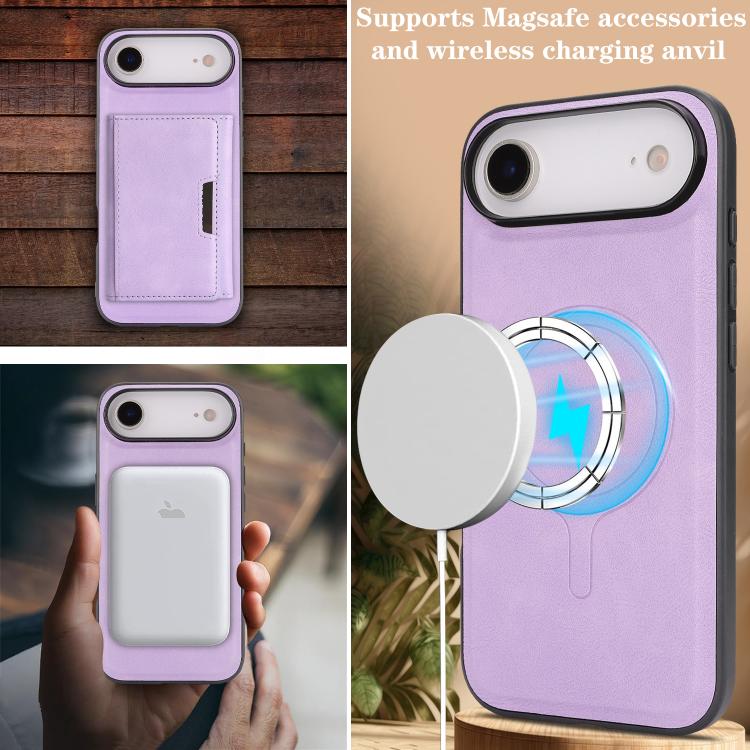 For iPhone 17 Air Kalebol Strong Magnetic MagSafe Tri-Fold Wallet Leather Phone Case(Purple) - iPhone 17 Air Cases by Kalebol | Online Shopping UK | buy2fix