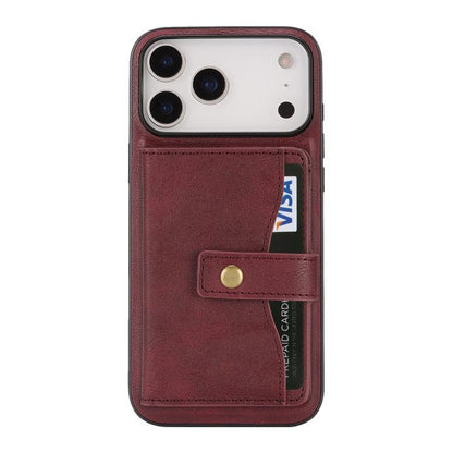 For iPhone 17 Pro Max Kalebol Magnetic Button Card Bag MagSafe Ring Leather Phone Case(Red) - iPhone 17 Pro Max Cases by Kalebol | Online Shopping UK | buy2fix