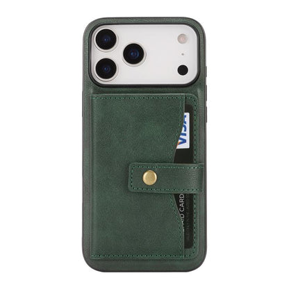 For iPhone 17 Pro Max Kalebol Magnetic Button Card Bag MagSafe Ring Leather Phone Case(Green) - iPhone 17 Pro Max Cases by Kalebol | Online Shopping UK | buy2fix