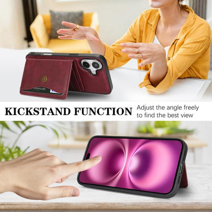 For iPhone 17 Kalebol Magnetic Button Card Bag MagSafe Ring Leather Phone Case(Red) - iPhone 17 Cases by Kalebol | Online Shopping UK | buy2fix