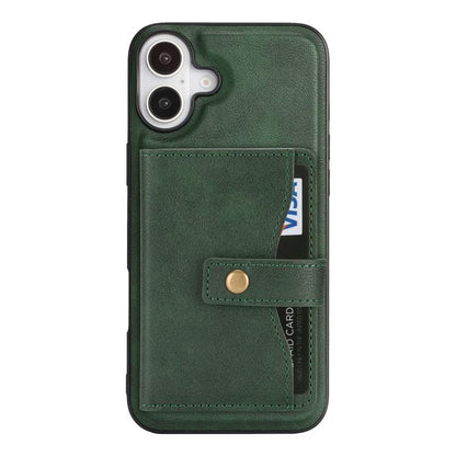 For iPhone 17 Kalebol Magnetic Button Card Bag MagSafe Ring Leather Phone Case(Green) - iPhone 17 Cases by Kalebol | Online Shopping UK | buy2fix