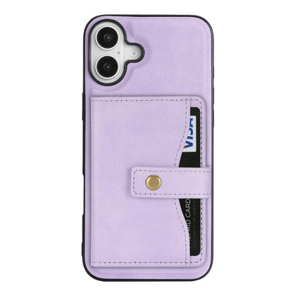 For iPhone 17 Kalebol Magnetic Button Card Bag MagSafe Ring Leather Phone Case(Purple) - iPhone 17 Cases by Kalebol | Online Shopping UK | buy2fix