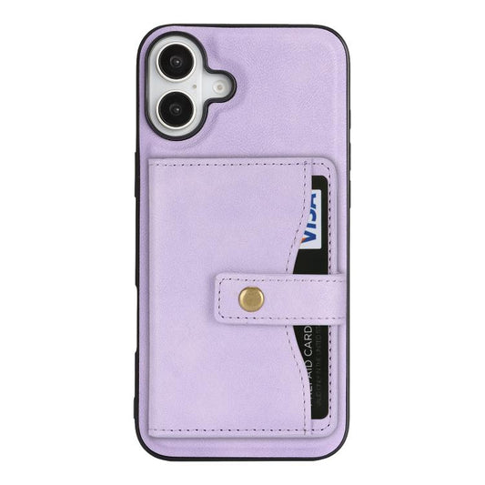 For iPhone 17 Kalebol Magnetic Button Card Bag MagSafe Ring Leather Phone Case(Purple) - iPhone 17 Cases by Kalebol | Online Shopping UK | buy2fix
